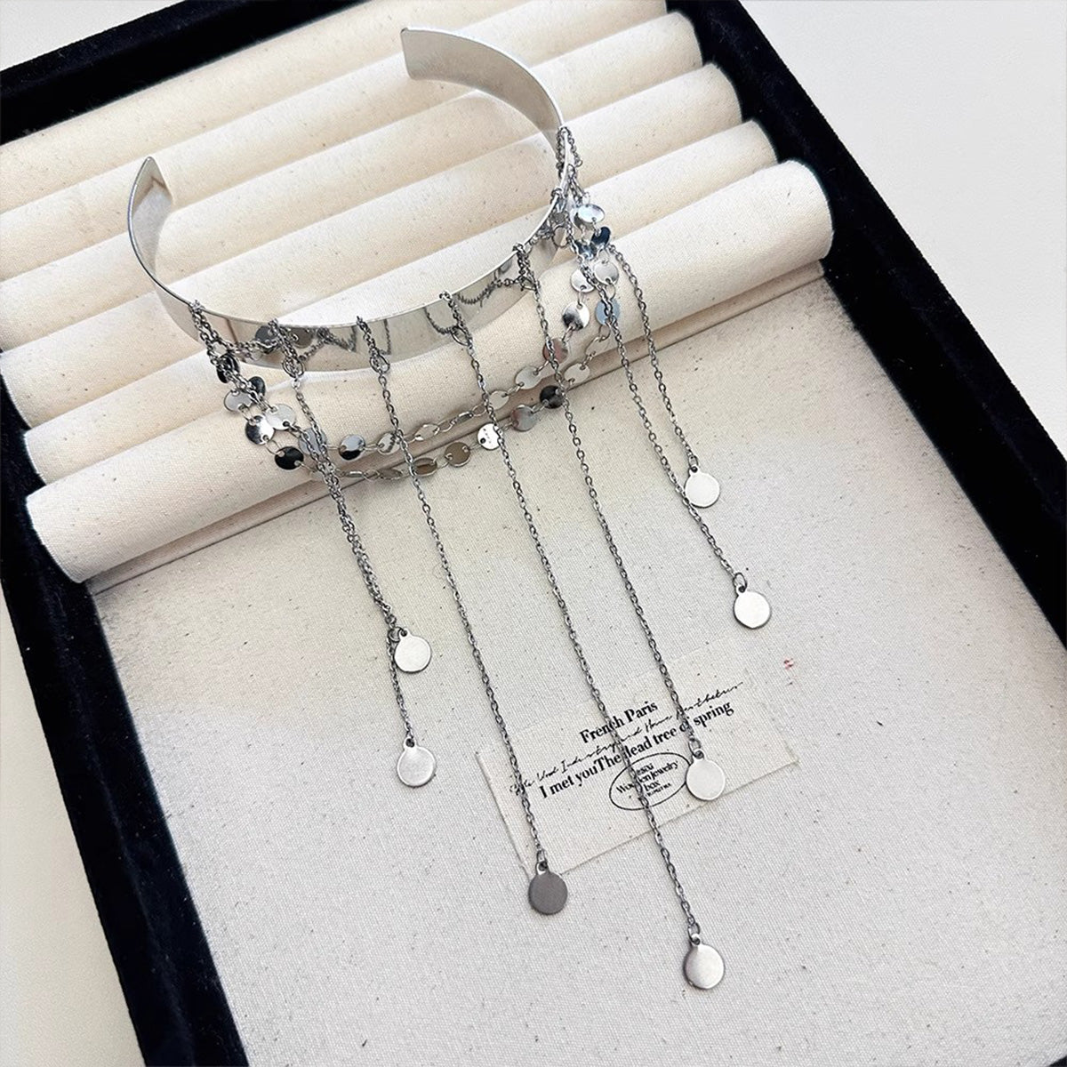 Tassel Arm Cuff - Minimalist Cold Wave Niche Design Metal Bracelet Women's Armlet Jewelry