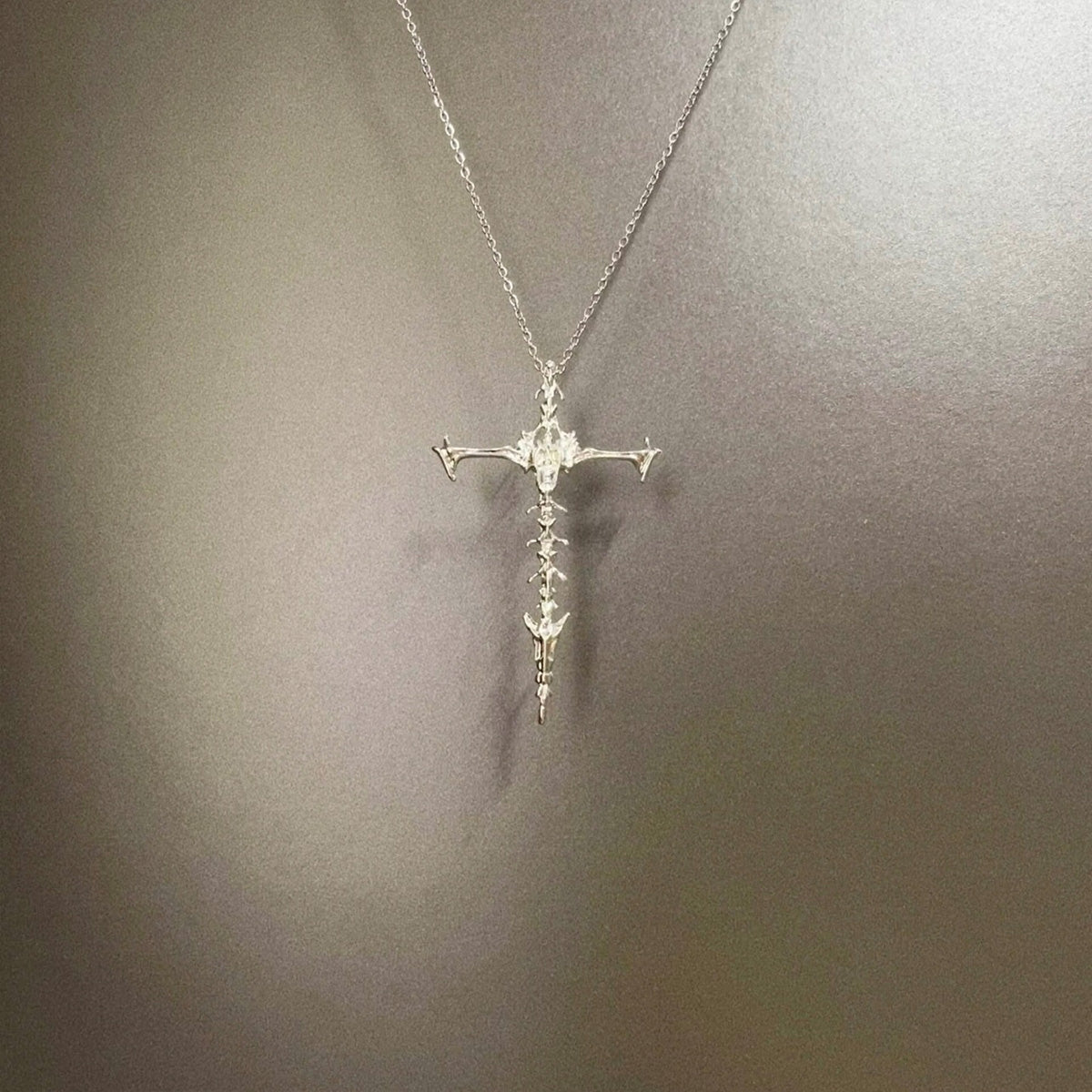 Vintage Retro Skeleton Cross Necklace - Niche Gothic Edgy Statement Jewelry for Women & Men