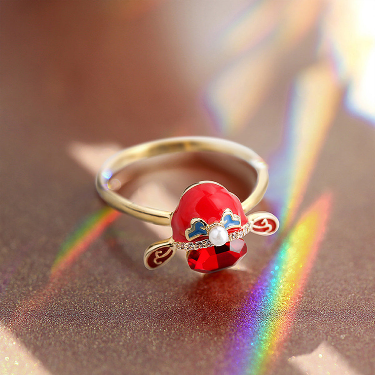 Chinese Opera Facial Mask Ring - Unisex Couples Open Adjustable Ring Niche Trendy Ancient Style Jewelry