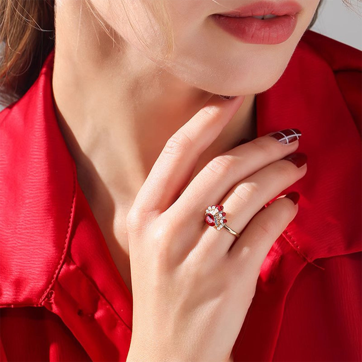 Chinese Opera Facial Mask Ring - Unisex Couples Open Adjustable Ring Niche Trendy Ancient Style Jewelry