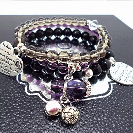 Amethyst Gourd Bracelet - Single Strand Beaded Jewelry for Women Niche Elegant Dainty Crystal