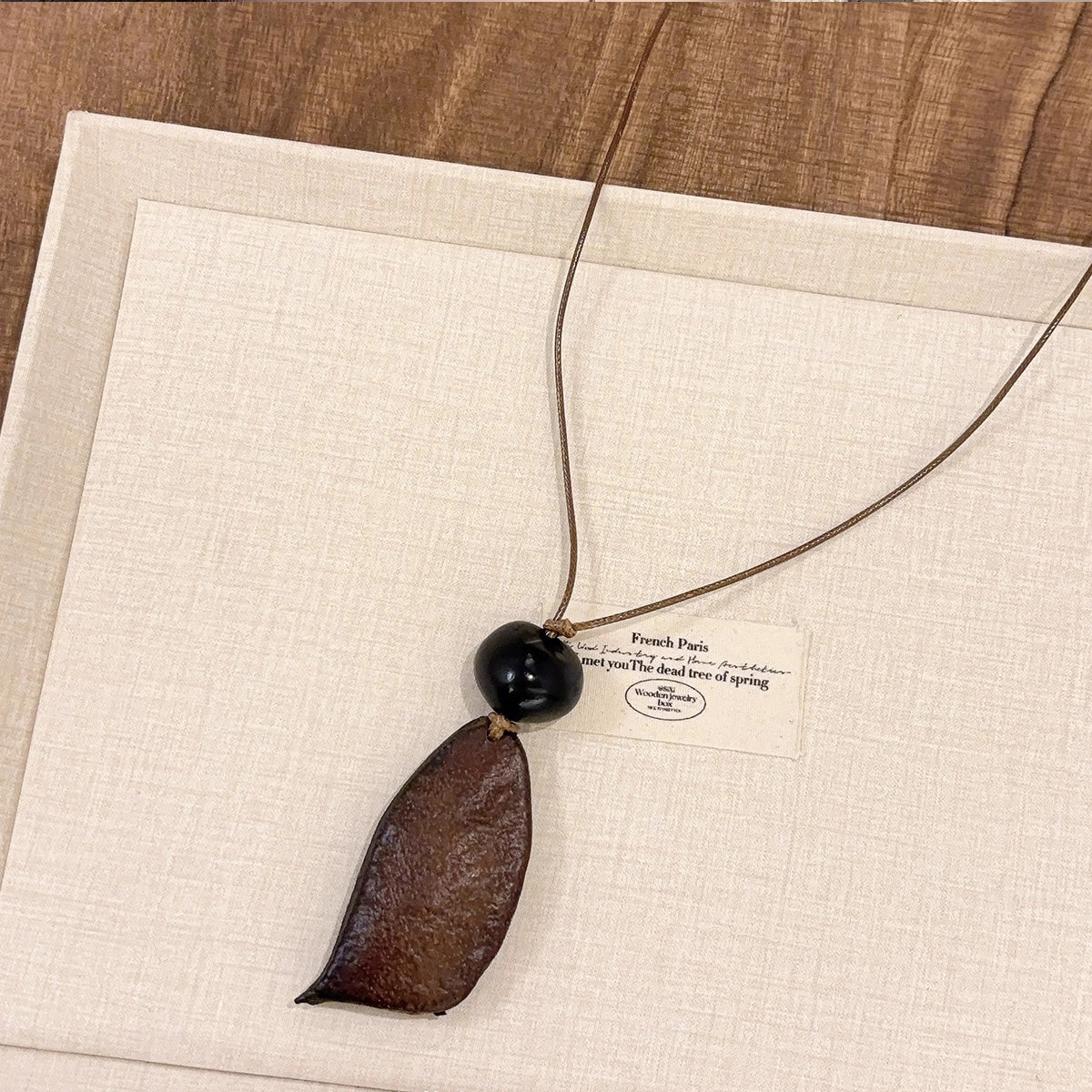 New Chinese Retro Wooden Rice Fruit Pendant - Long Zen Sweater Chain Niche Elegant Neck Jewelry for Women