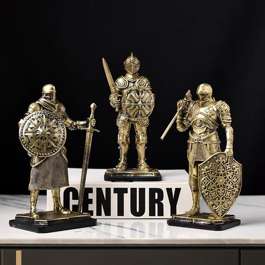 Scandinavian Vintage Guard Knight Resin Figurine - Niche Creative Home Office Decor Ornament