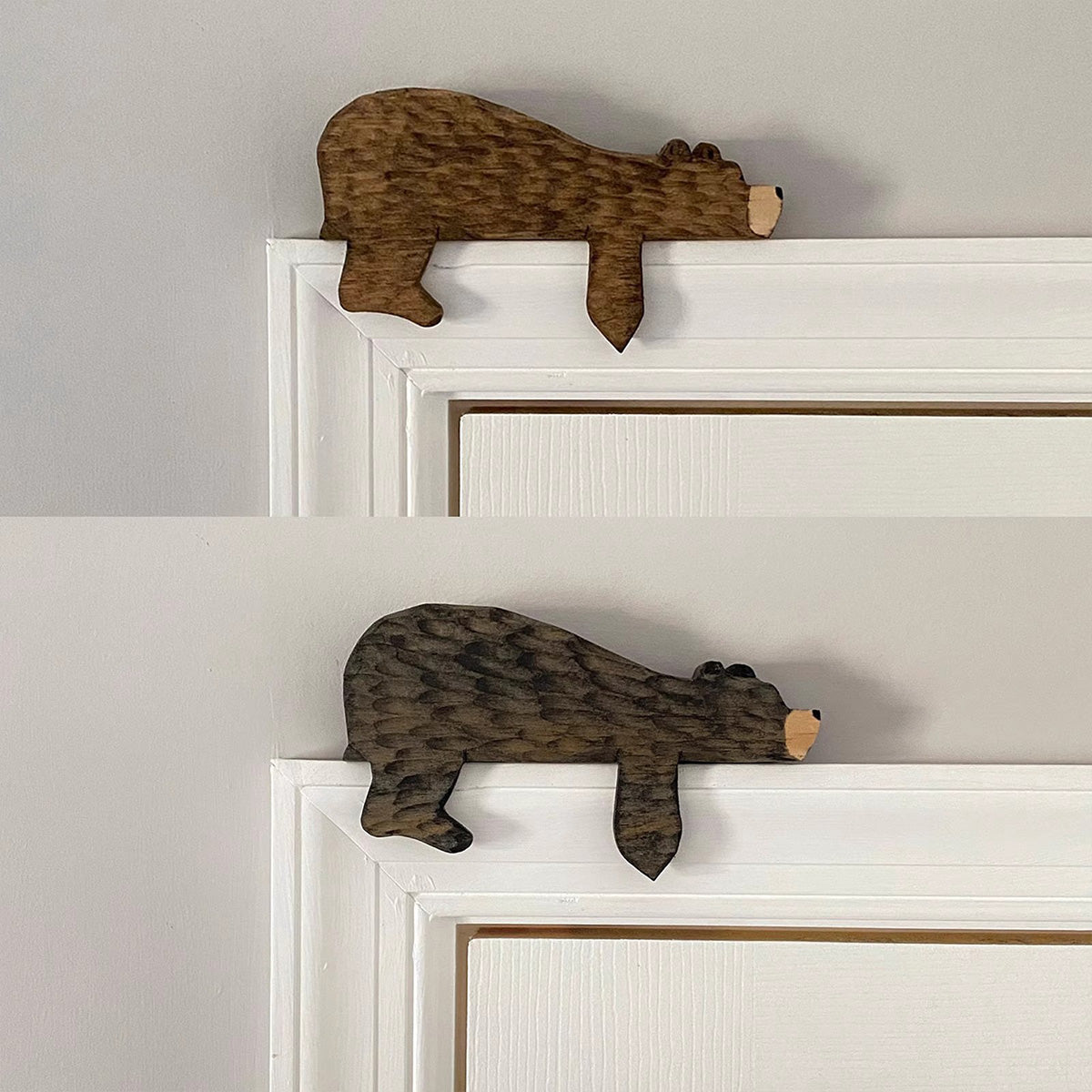 Wooden Brown Bear Door Top Decoration - Niche Creative Fun Home Door Ornament for Wooden Doors