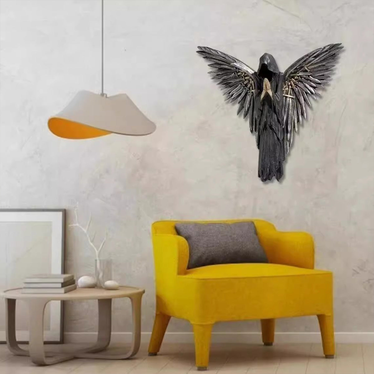 Gothic Dark Grim Reaper Praying Angel Sculpture - Halloween Wall Decor Home Ornament