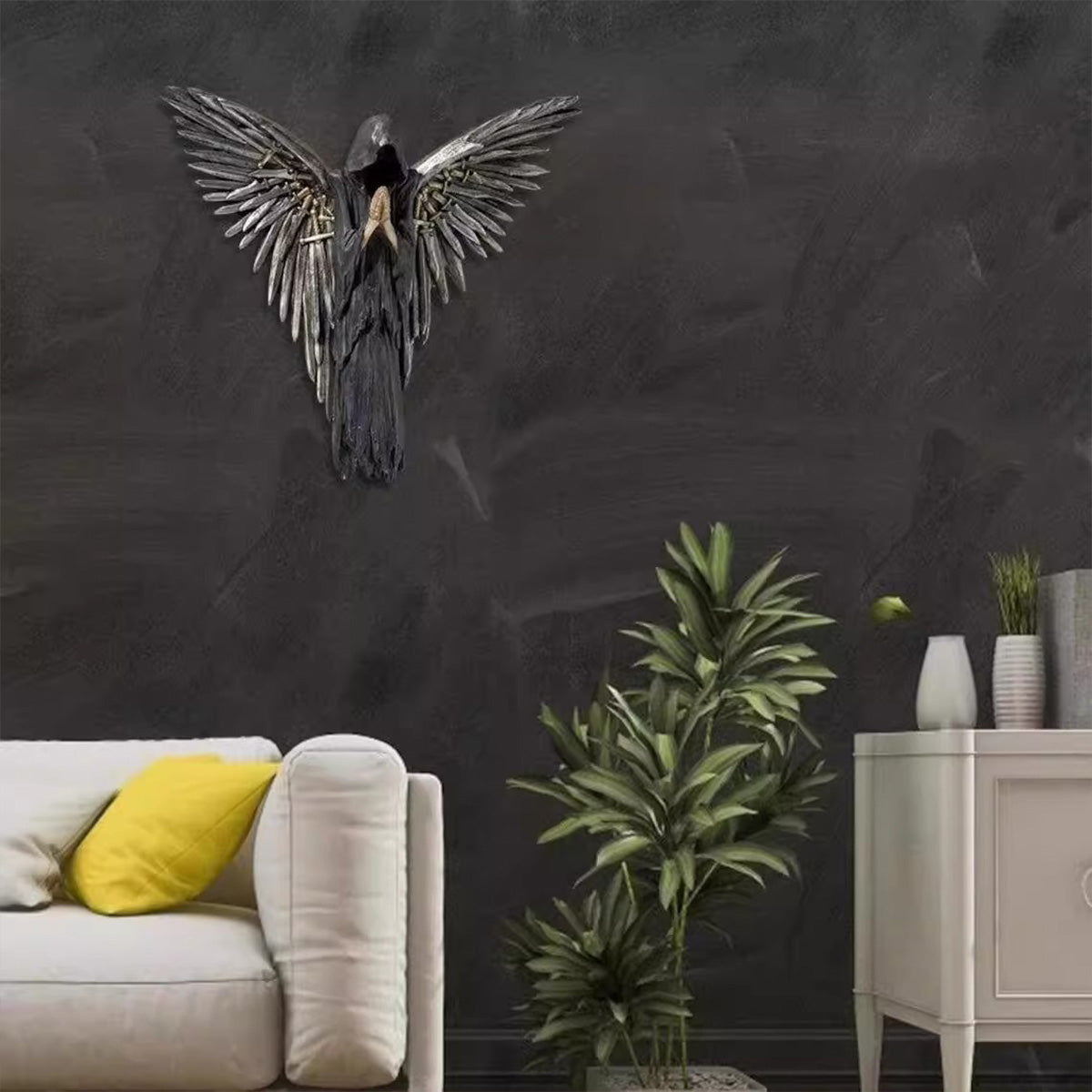 Gothic Dark Grim Reaper Praying Angel Sculpture - Halloween Wall Decor Home Ornament