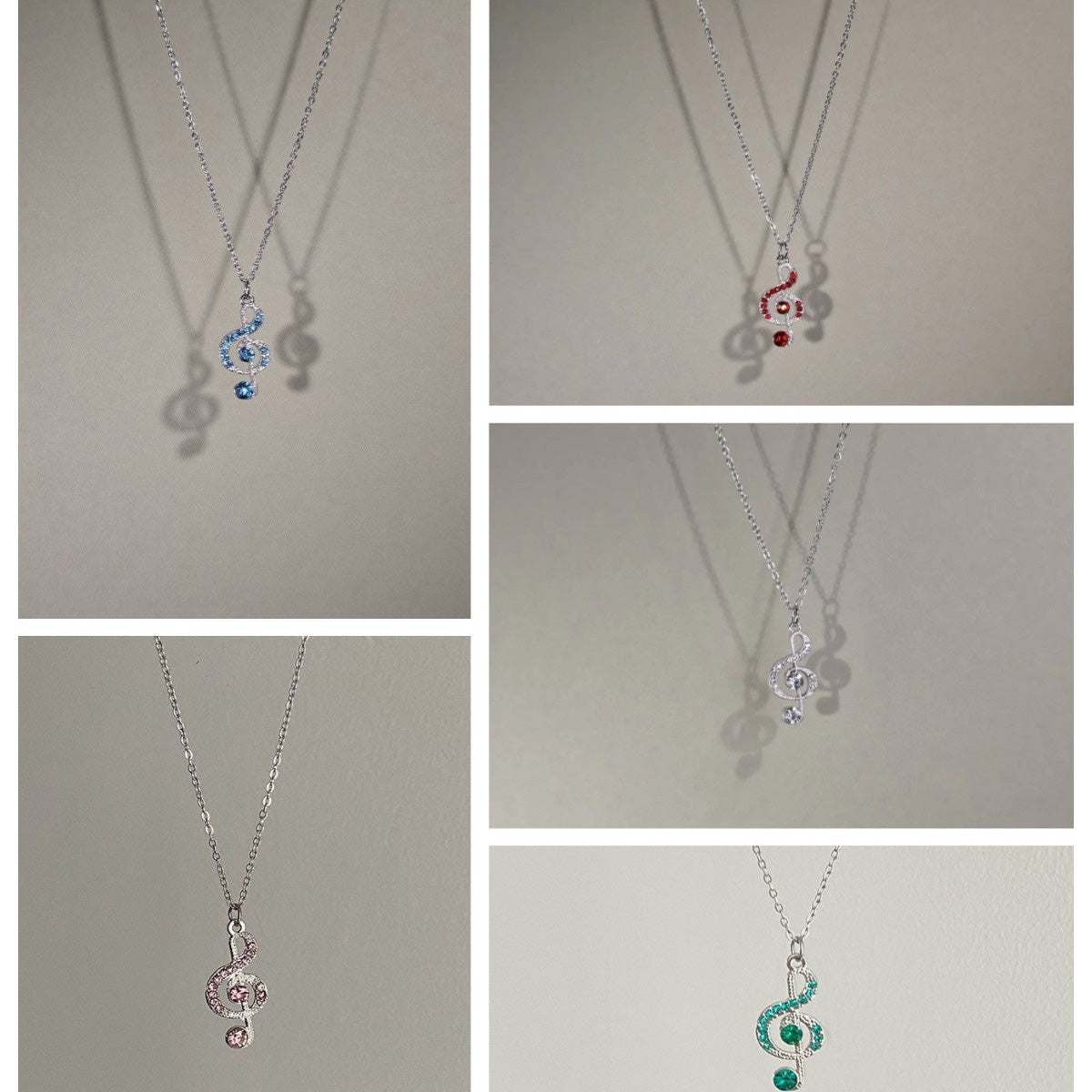 Vintage Retro Silver Crystal Music Note Necklace - Dainty Versatile Gift for Women