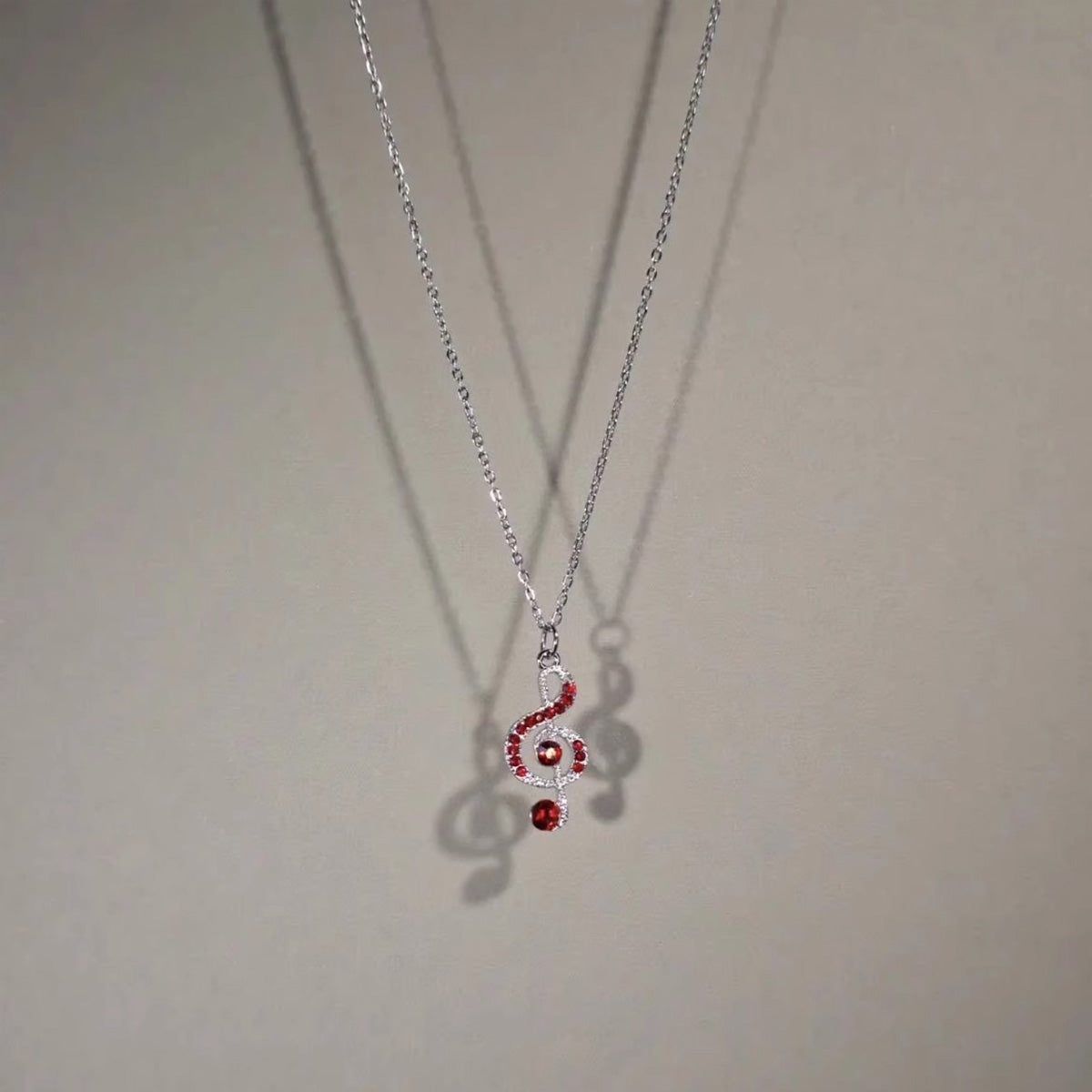 Vintage Retro Silver Crystal Music Note Necklace - Dainty Versatile Gift for Women