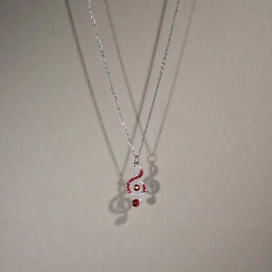 Vintage Retro Silver Crystal Music Note Necklace - Dainty Versatile Gift for Women