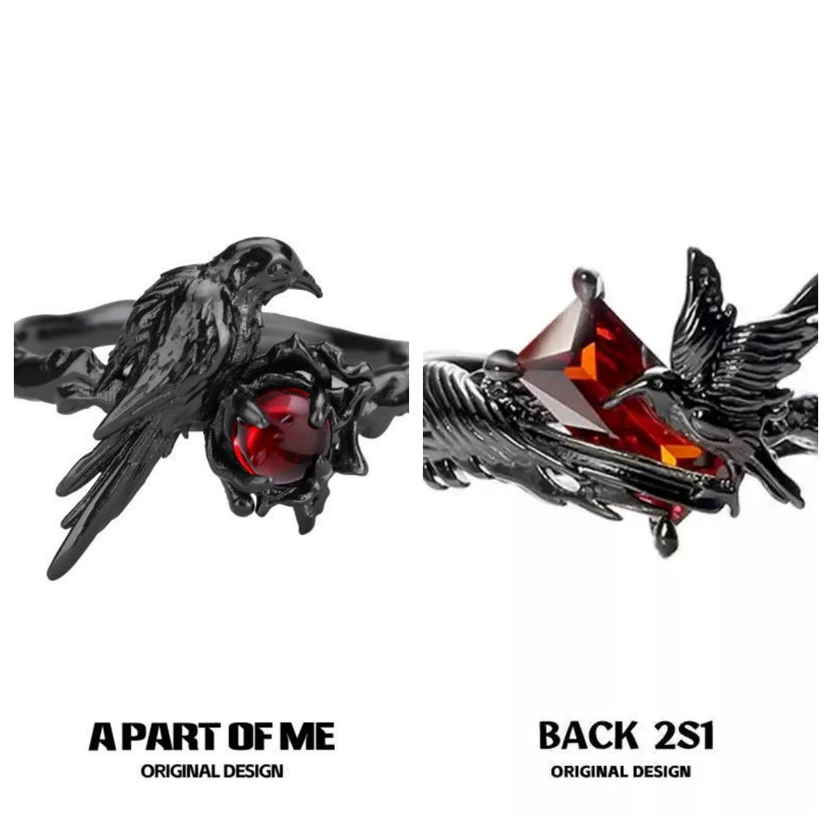 Gothic Crow Ring - Edgy Sweet Cool Statement Jewelry Niche High-End Index Finger Band