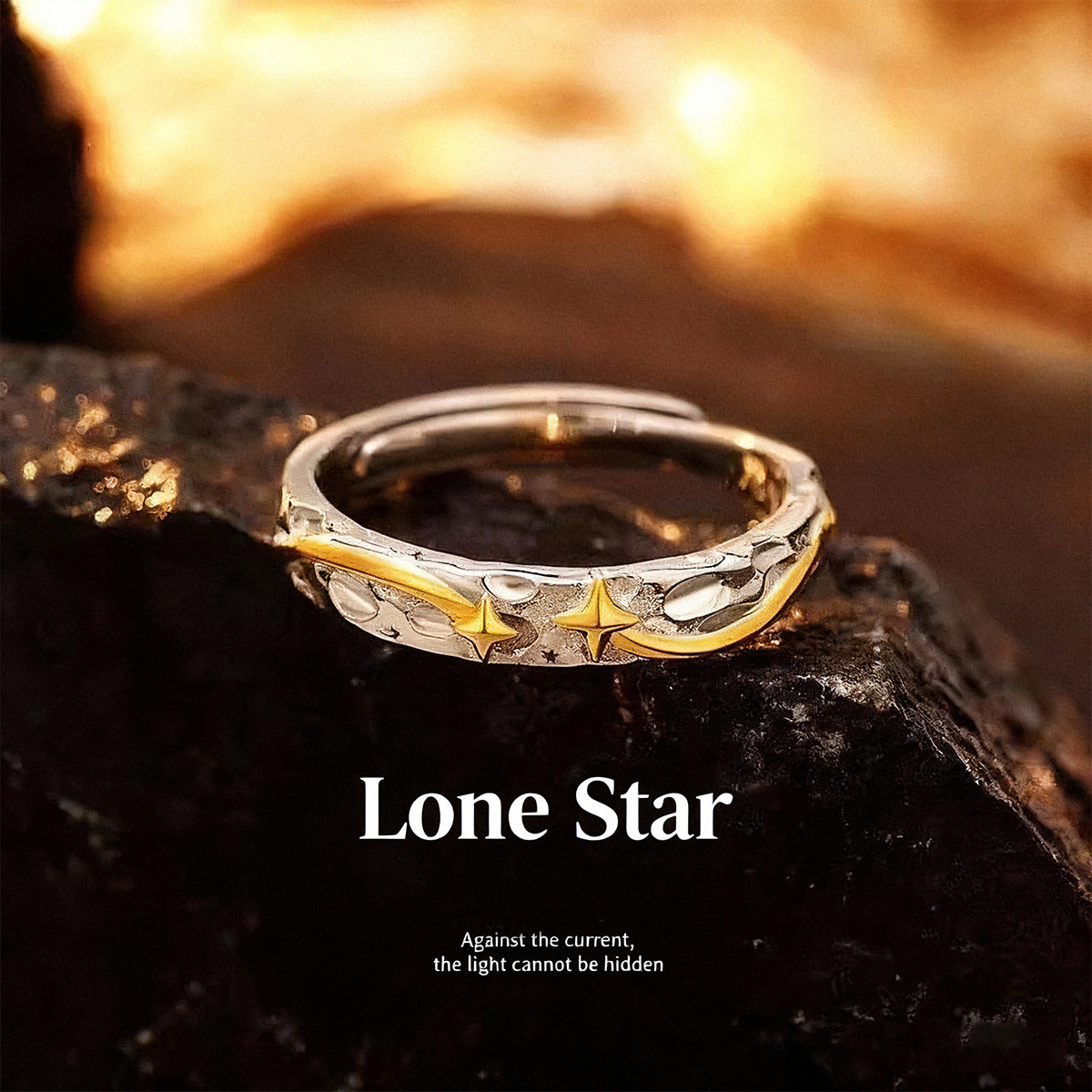 Niche Lone Star Men's Ring - Open Adjustable Versatile Index Finger Boyfriend Gift