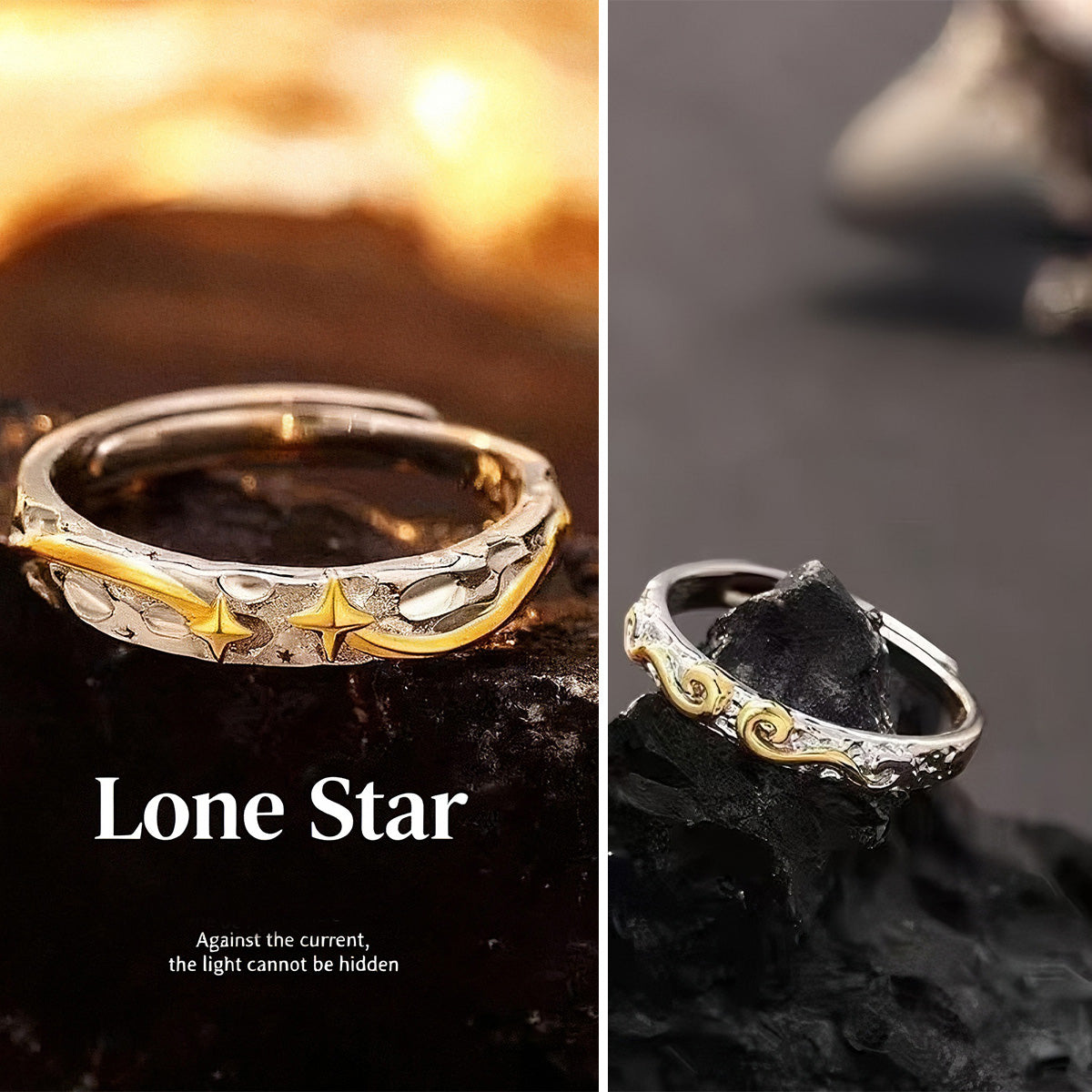 Niche Lone Star Men's Ring - Open Adjustable Versatile Index Finger Boyfriend Gift