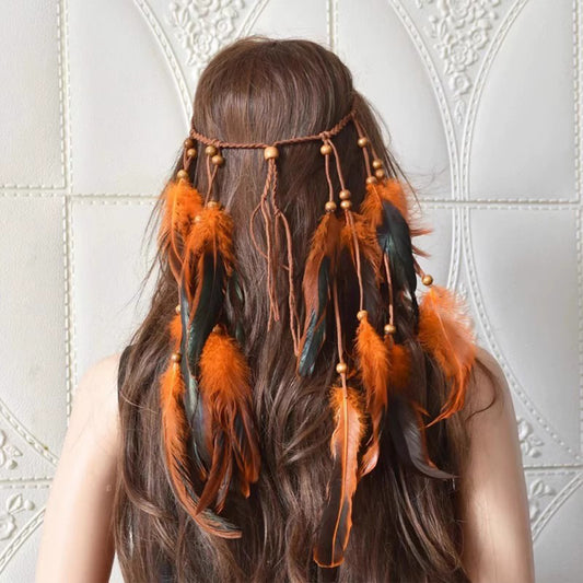 Bohemian Tribal Feather Headband - Ethnic Primitive Style New Bohemian Hair Accessory
