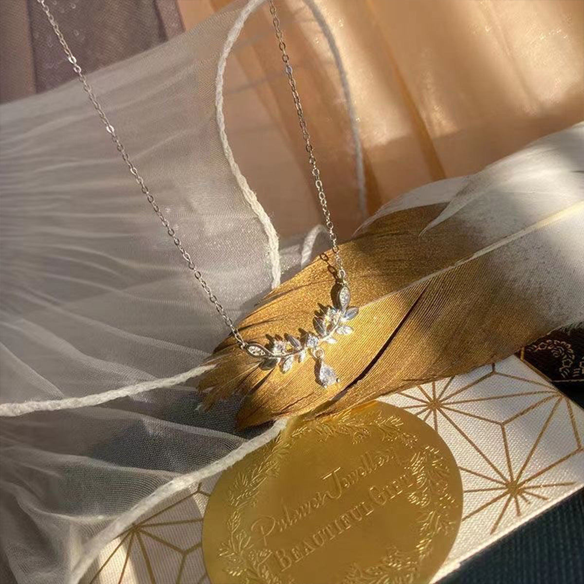 Laurel Goddess Wheat Ear Necklace for Women - Niche Water Drop Pendant, Ideal Birthday Gift for Bestie