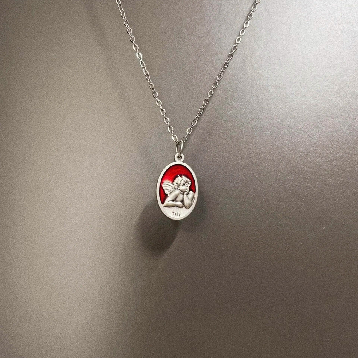 Vintage Guardian Angel Necklace - Retro Sacred Jewelry | Unique Protection Statement Piece