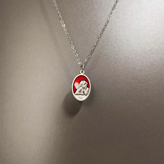 Vintage Guardian Angel Necklace - Retro Sacred Jewelry | Unique Protection Statement Piece