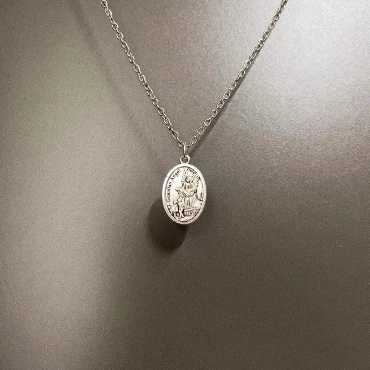 Vintage Guardian Angel Necklace - Retro Sacred Jewelry | Unique Protection Statement Piece