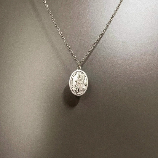 Vintage Guardian Angel Necklace - Retro Sacred Jewelry | Unique Protection Statement Piece