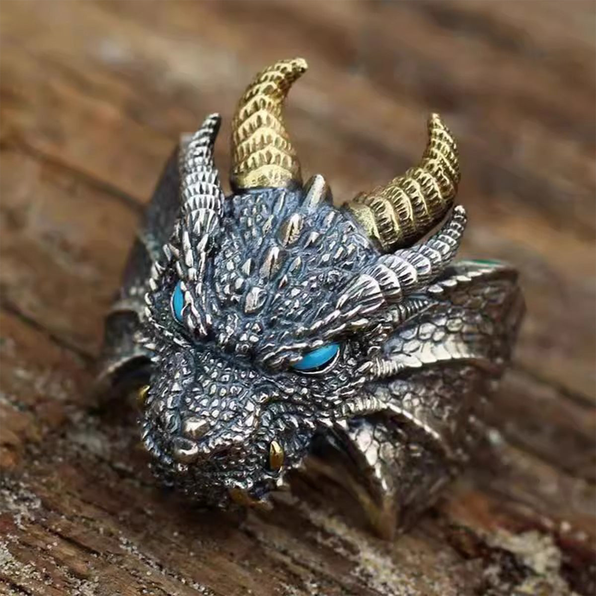 Vintage Thai Silver Dragon Head Ring - Adjustable Open Band | Bold Statement Jewelry for Men