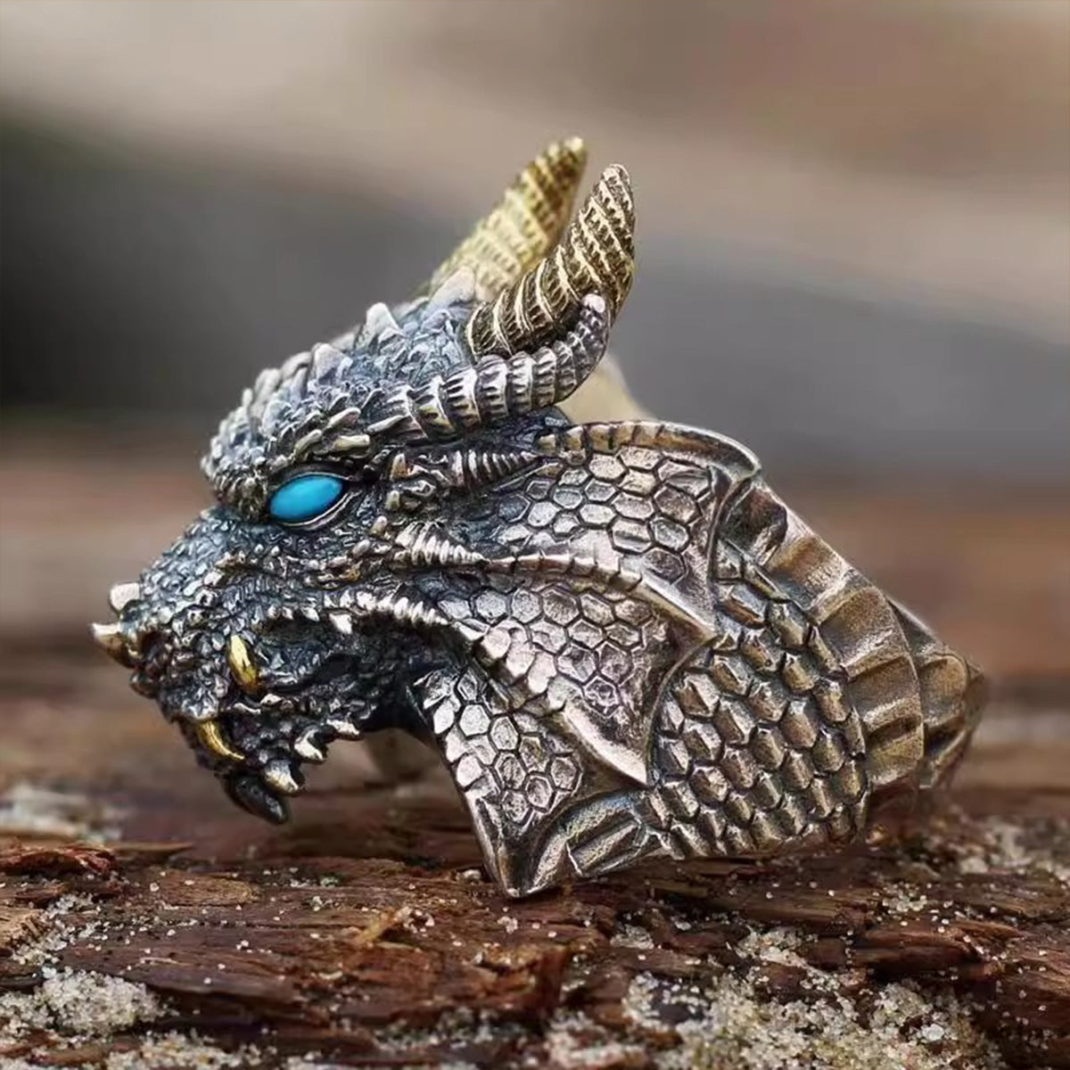 Vintage Thai Silver Dragon Head Ring - Adjustable Open Band | Bold Statement Jewelry for Men
