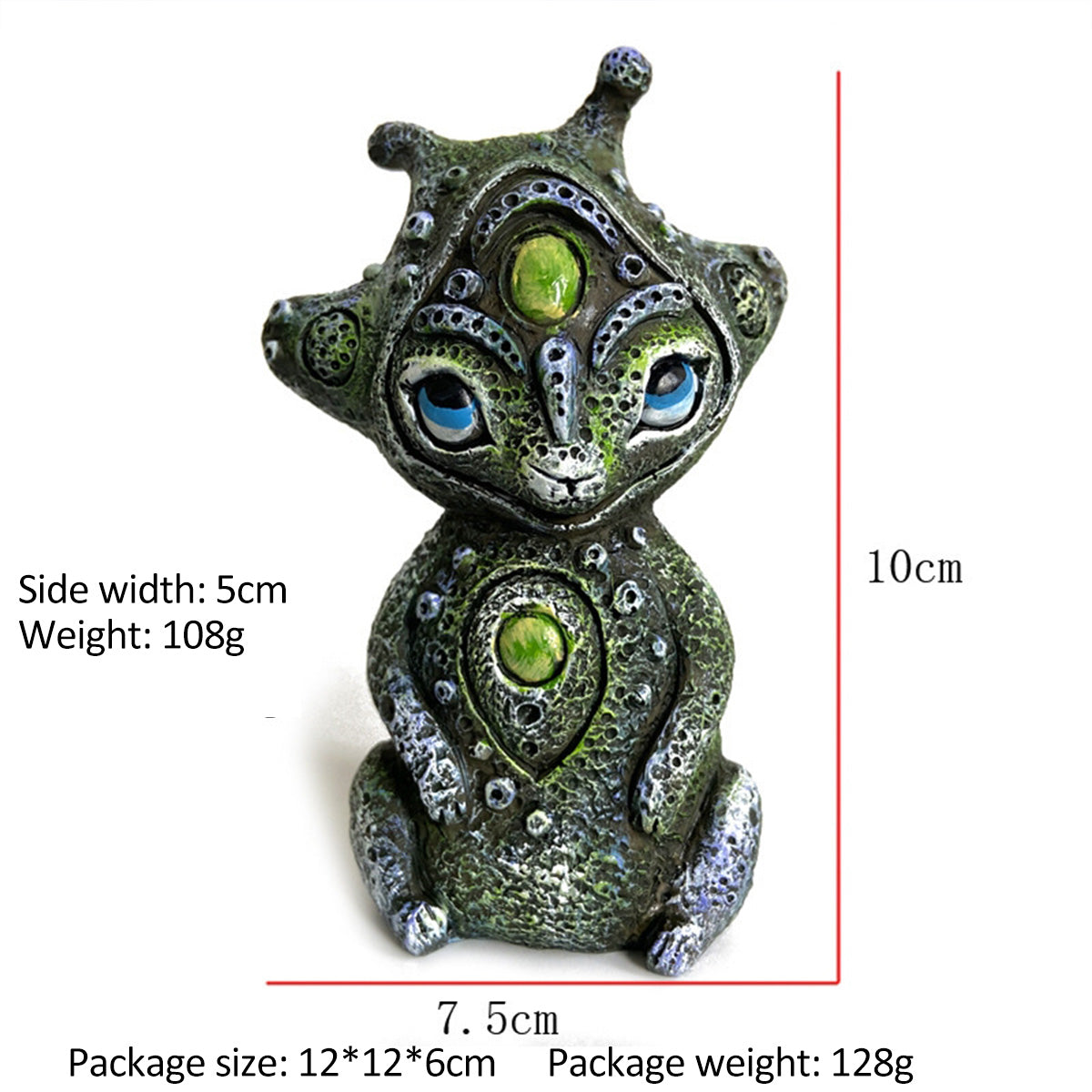 Biopunk Three-Eyed Alien Figurine - Sci-Fi Fantasy Garden Decor | Bedroom Room Ornament