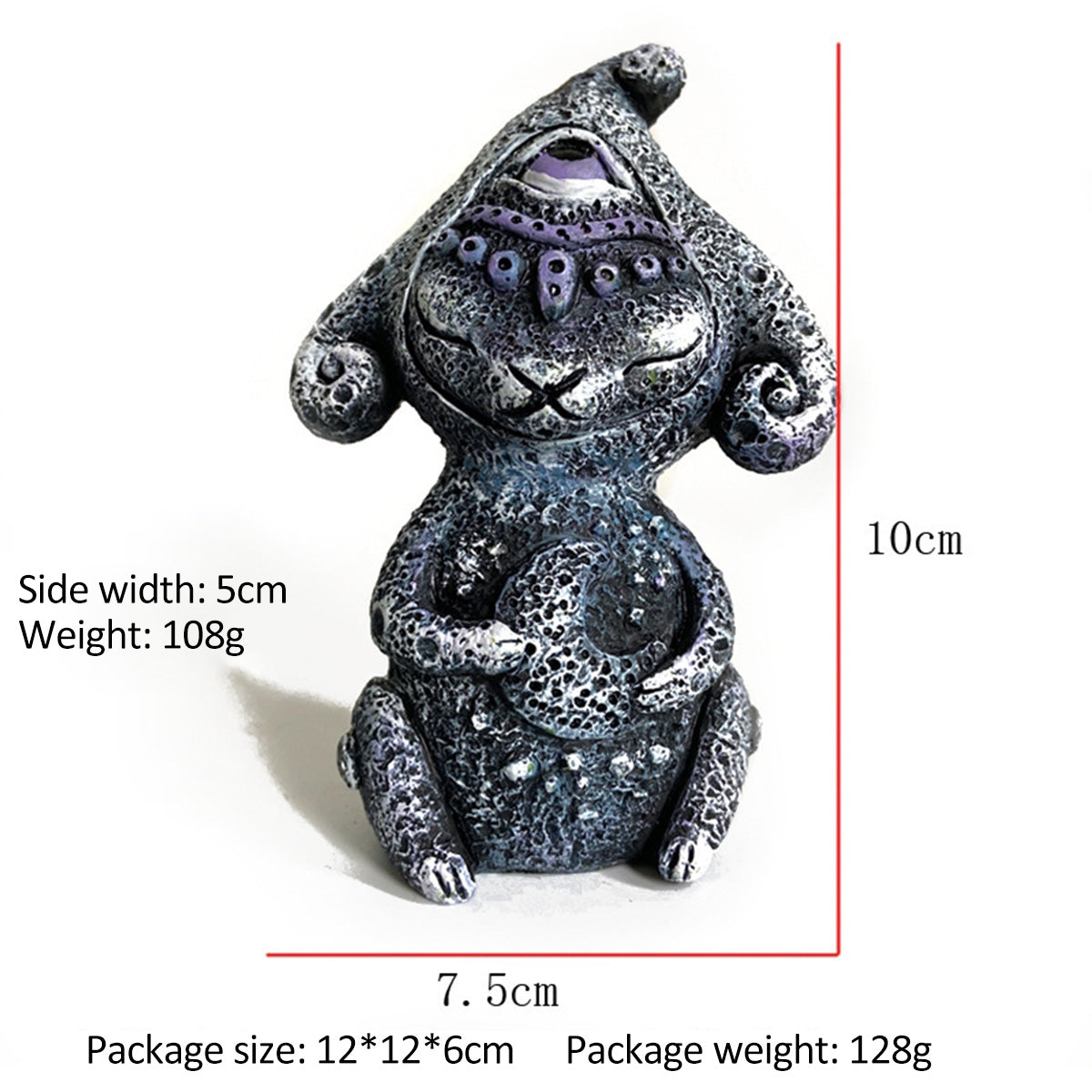 Biopunk Three-Eyed Alien Figurine - Sci-Fi Fantasy Garden Decor | Bedroom Room Ornament