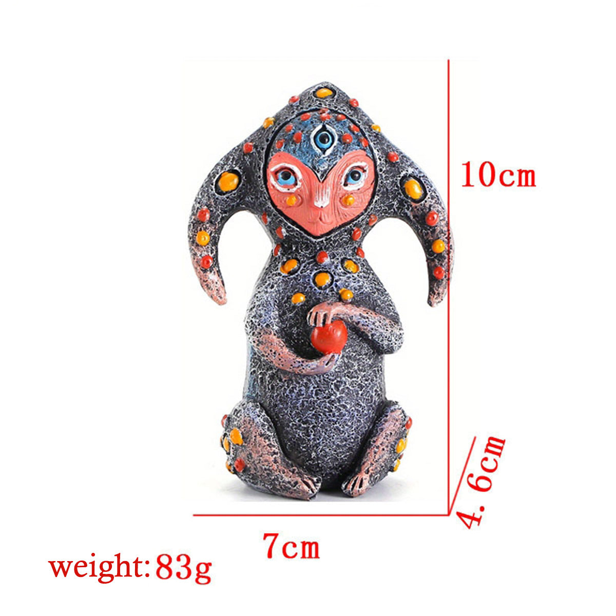 Biopunk Three-Eyed Alien Figurine - Sci-Fi Fantasy Garden Decor | Bedroom Room Ornament