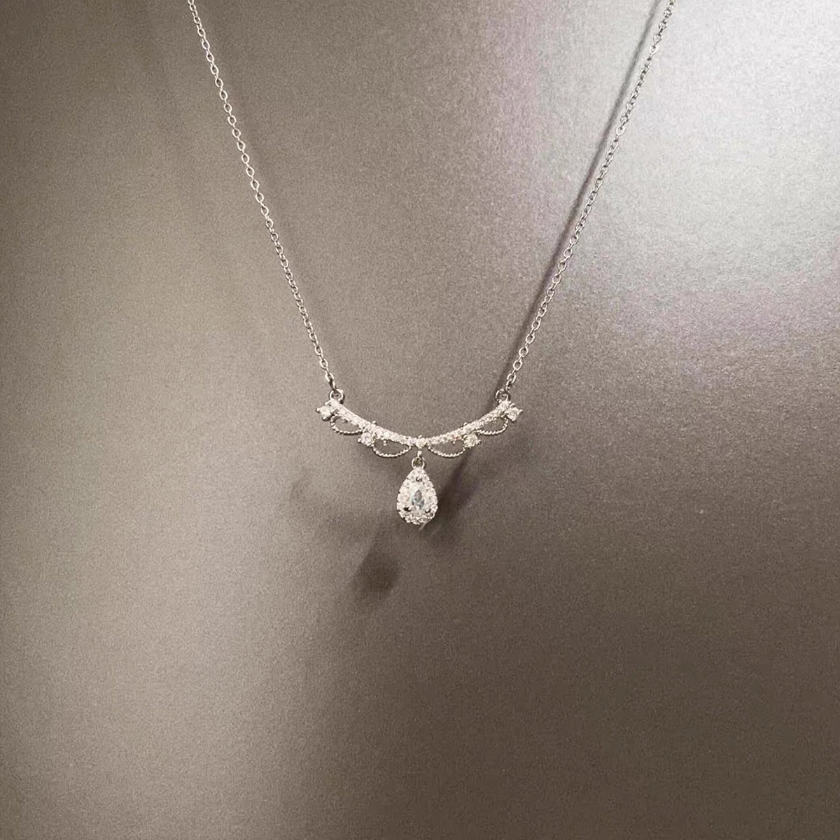 Vintage Lace Water Drops Necklace - Retro Romantic Jewelry | Unique Delicate Accessory