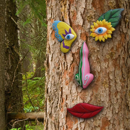 Creative Colorful Butterfly Tree Face Wall Hanging - Resin Craft for Garden, Courtyard & Indoor Decoration