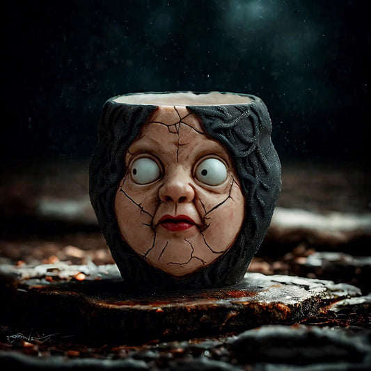 Horror Face Doll Flower Pot - Resin Decor for Desktop & Garden | Indoor Outdoor Ornament