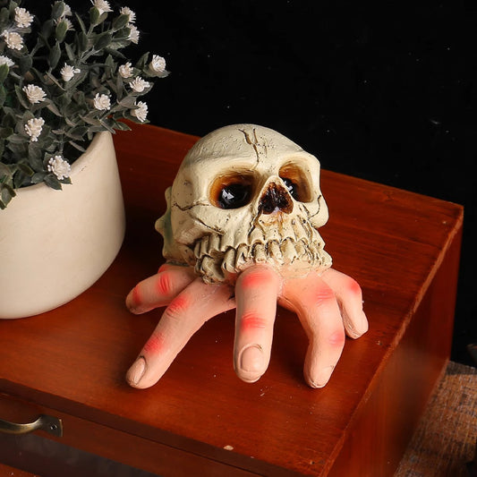 Realistic Skull Finger Ornament - Creative Desktop Decor for Tattoo Shop & Escape Room