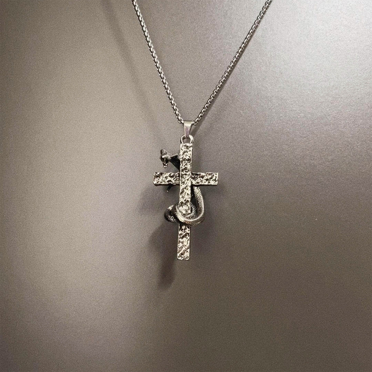 Vintage Mamba Cross Necklace - Gothic Dark Occult Jewelry | Unique Retro Pendant