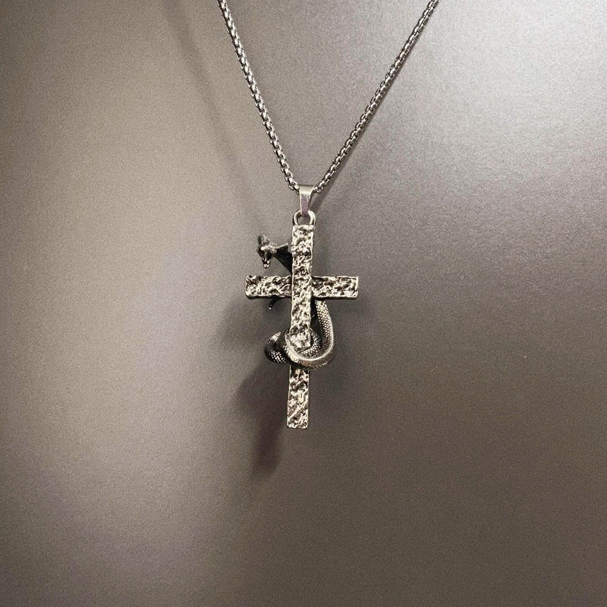 Vintage Mamba Cross Necklace - Gothic Dark Occult Jewelry | Unique Retro Pendant
