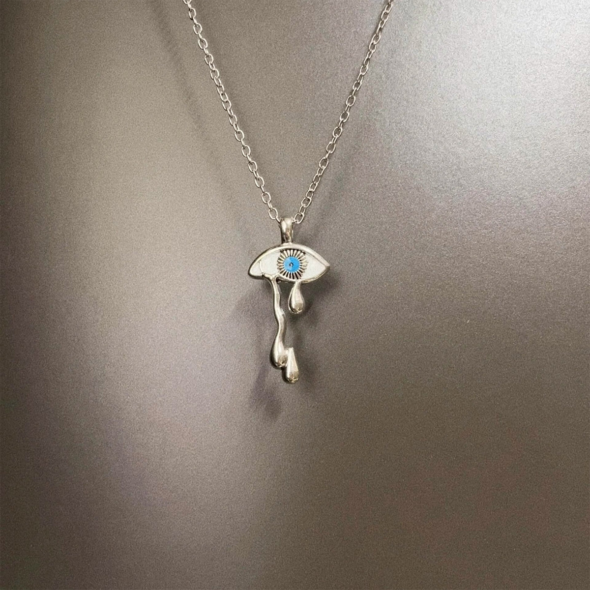 Vintage White Devil's Tears Necklace - Gothic Dark Occult Jewelry | Unique Retro Pendant