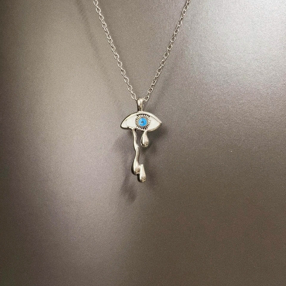 Vintage White Devil's Tears Necklace - Gothic Dark Occult Jewelry | Unique Retro Pendant