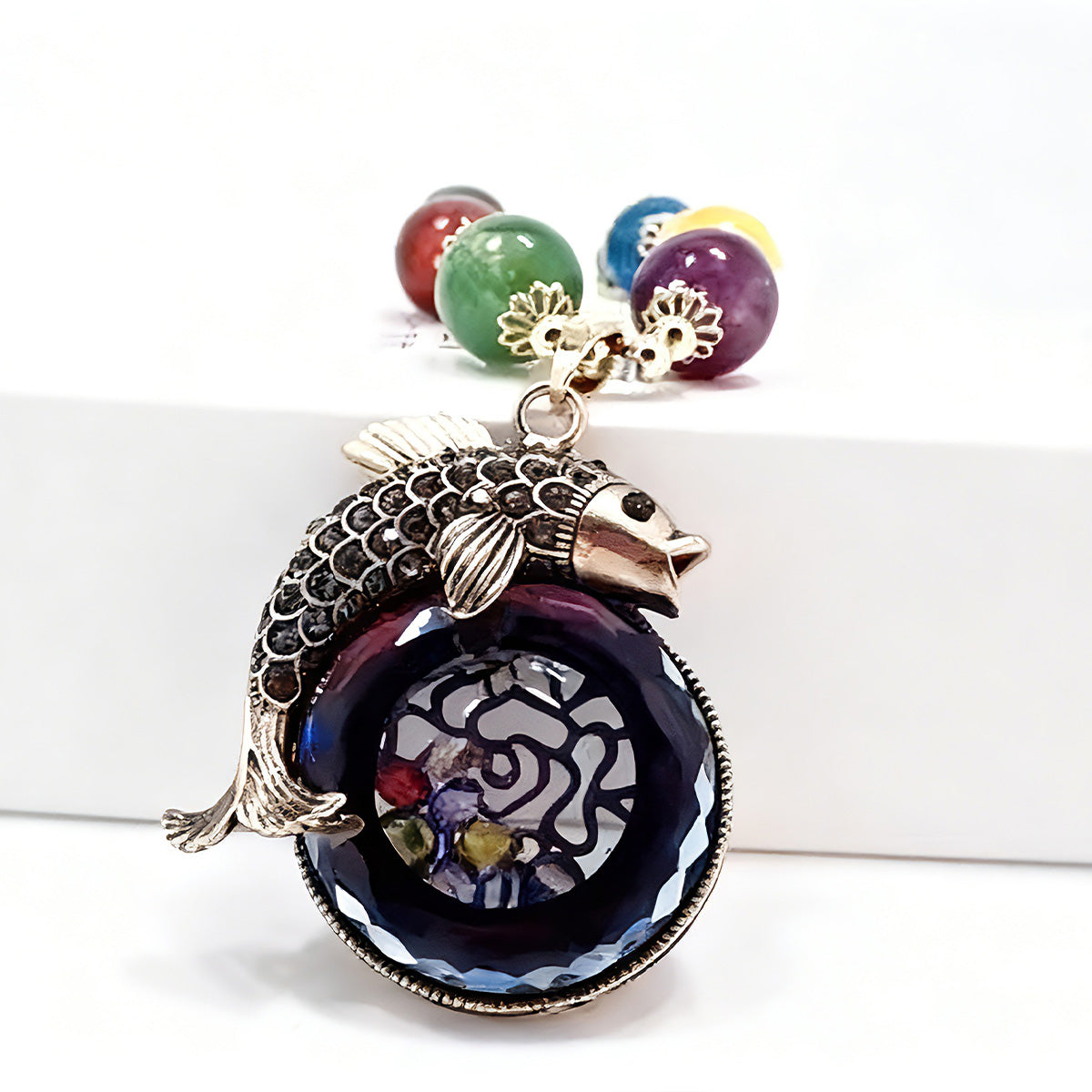 Bohemian Crystal Elephant & Fish Long Sweater Chain - Vintage Fall Winter Ethnic Necklace