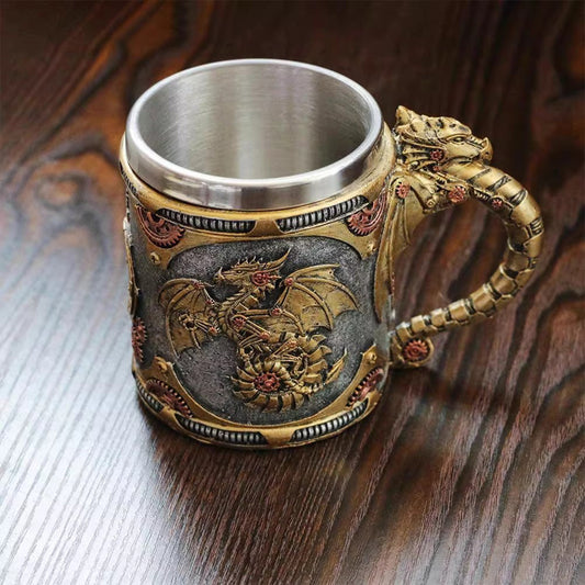 Vintage Mechanical Pterosaur Goblet - Steampunk Dragon Beer Mug & Coffee Cup