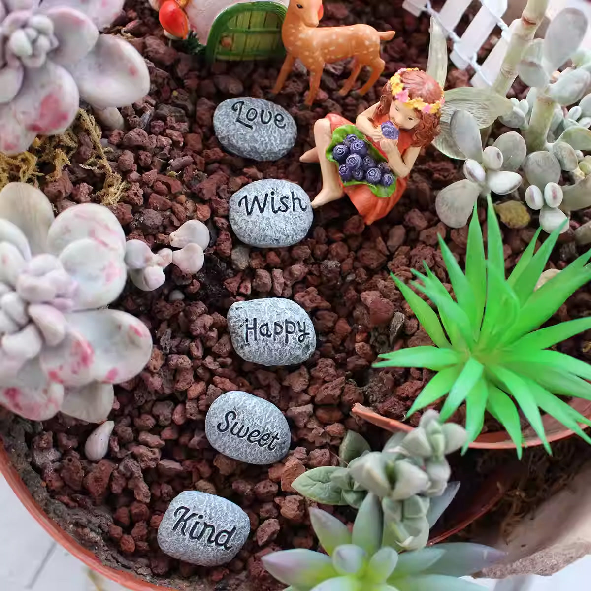 Resin Mini Stone Decor - Succulent Planter Topdressing for Garden & Micro Landscape