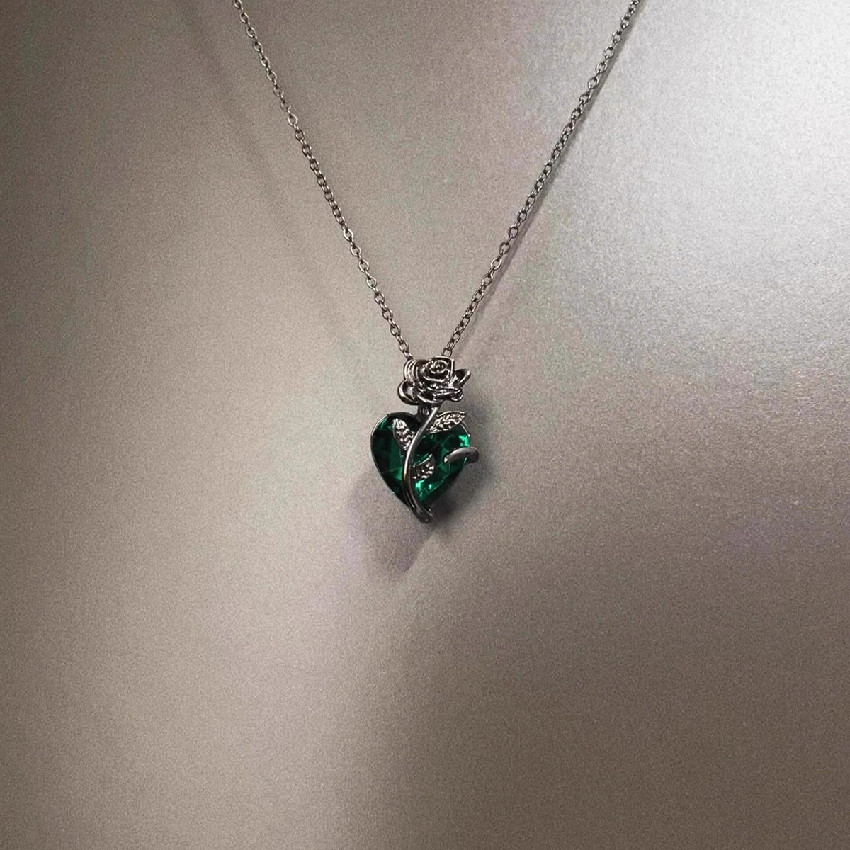 Vintage Black Gun Rose Necklace - Gothic Punk Retro Jewelry | Unique Rebel Pendant