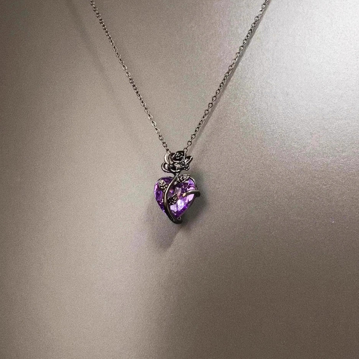 Vintage Black Gun Rose Necklace - Gothic Punk Retro Jewelry | Unique Rebel Pendant