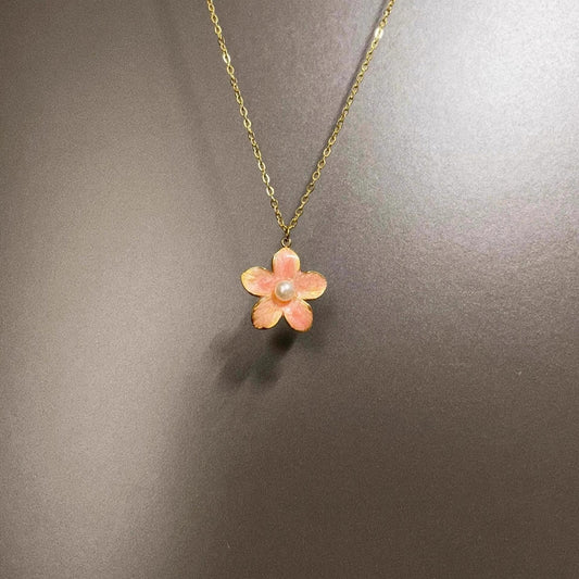 Vintage Pearl Cherry Blossoms Necklace - Retro Japanese Romantic Jewelry | Delicate Pendant