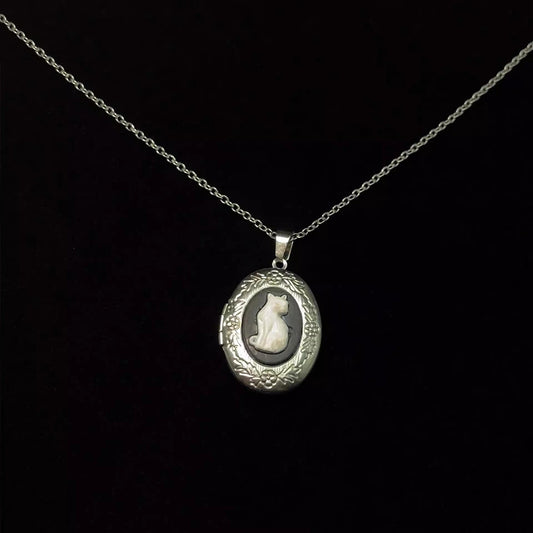 Vintage Mysterious Cat Box Necklace - Retro Fantasy Feline Jewelry | Unique Pendant