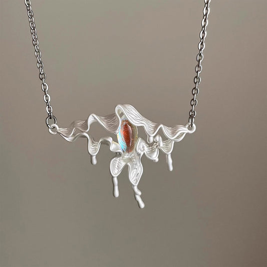 Vintage Assorted Floral Forms Necklace - Retro Botanical Multi-Flower Jewelry | Unique Floral Pendant