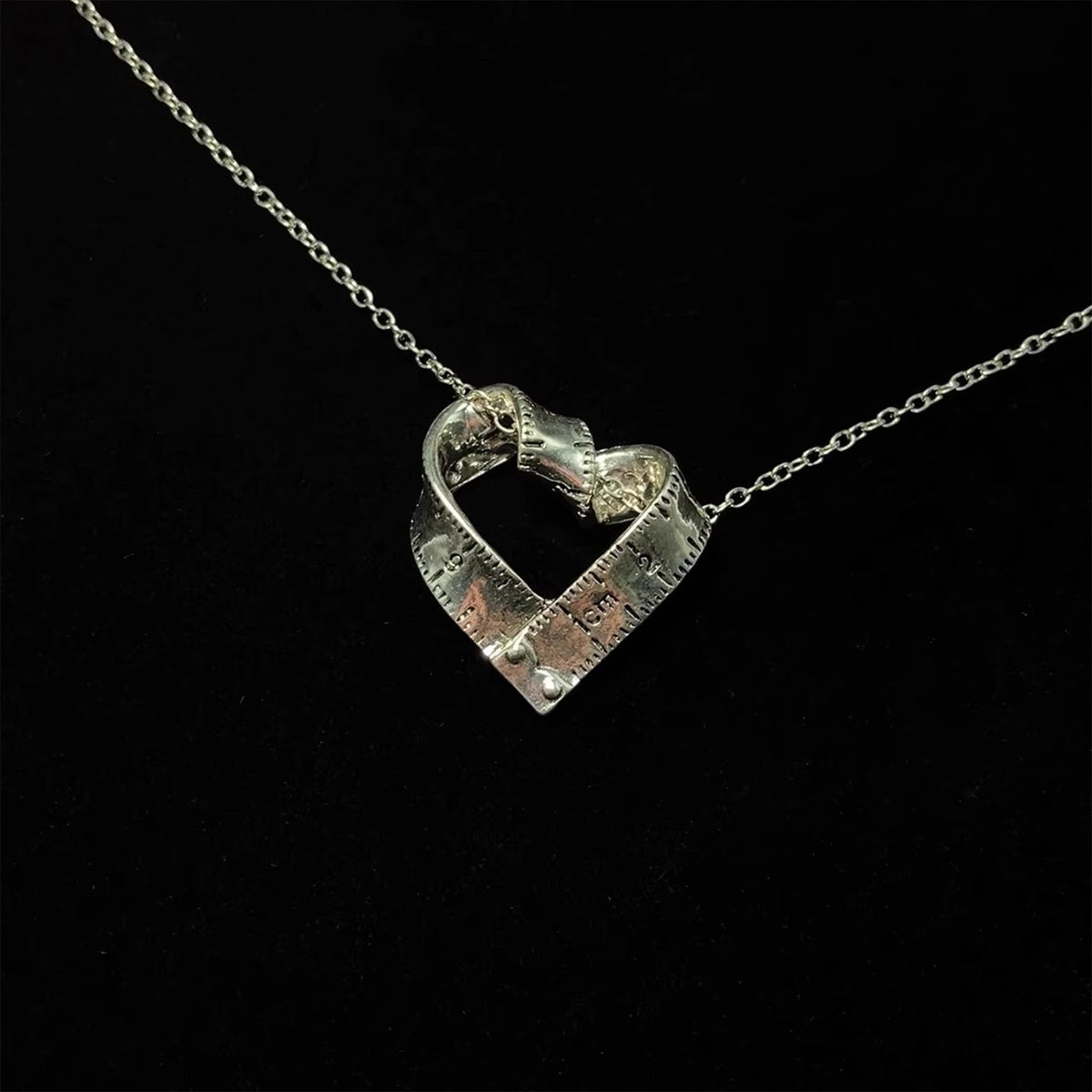 Vintage Tape Measure Love Necklace - Retro Industrial Romantic Jewelry | Unique Tool Pendant