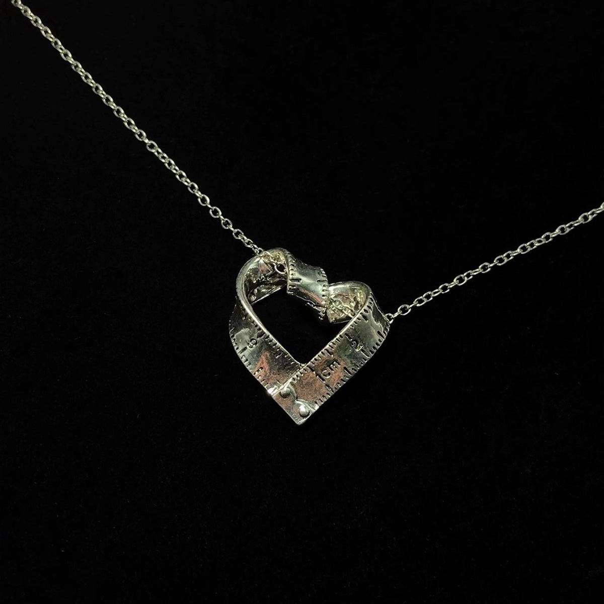 Vintage Tape Measure Love Necklace - Retro Industrial Romantic Jewelry | Unique Tool Pendant