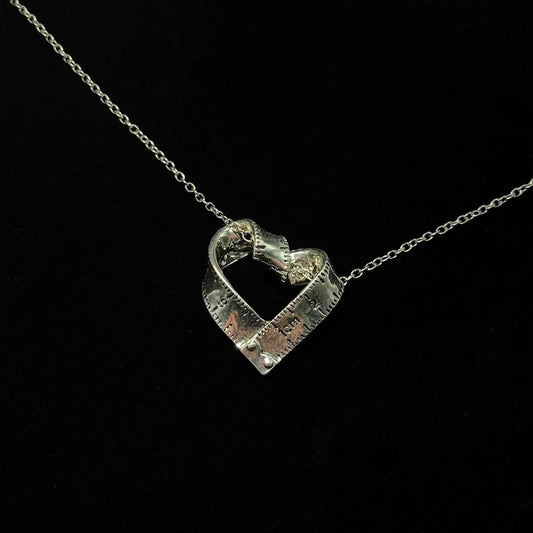 Vintage Tape Measure Love Necklace - Retro Industrial Romantic Jewelry | Unique Tool Pendant