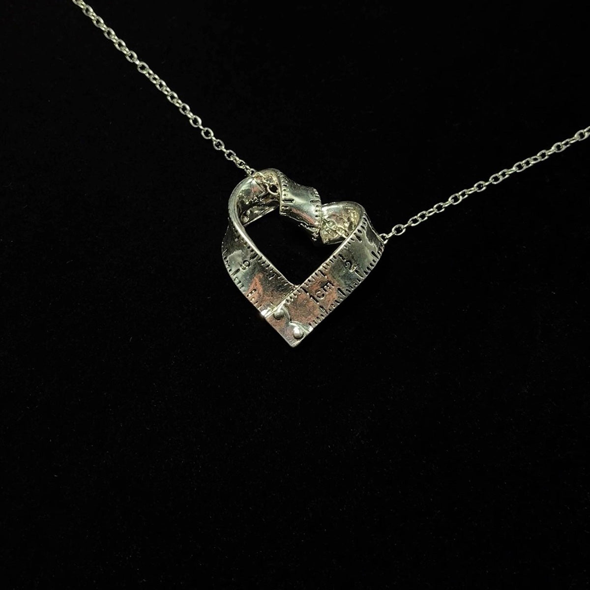 Vintage Tape Measure Love Necklace - Retro Industrial Romantic Jewelry | Unique Tool Pendant