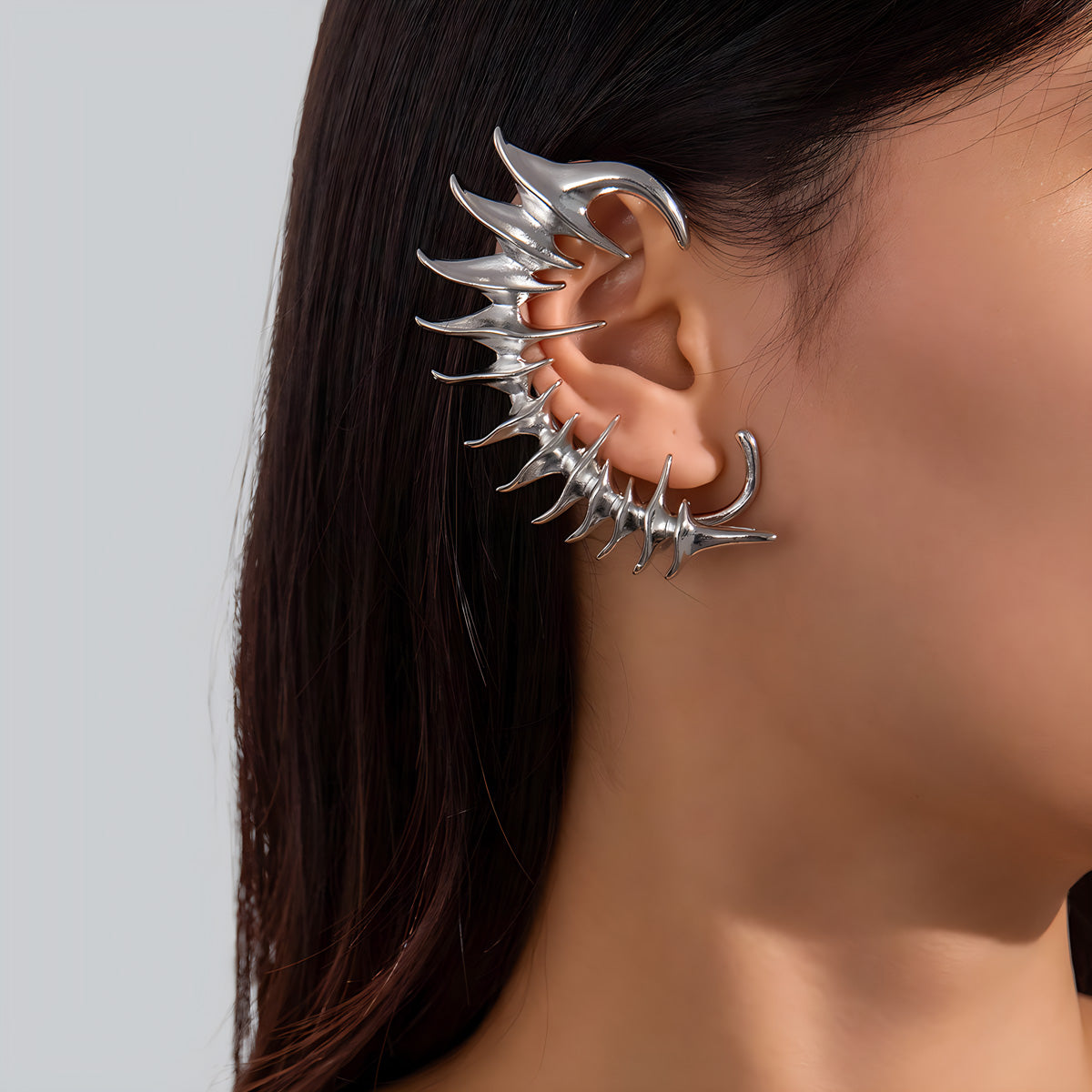 Unique Punk Spine Ear Hangers - Exaggerated Retro No-Piercing Earrings for Women