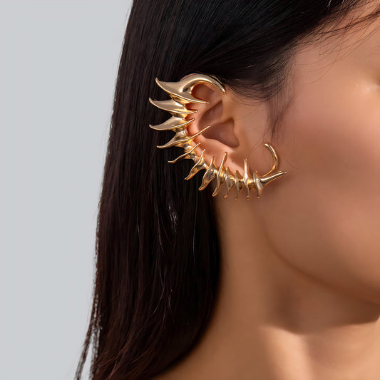 Unique Punk Spine Ear Hangers - Exaggerated Retro No-Piercing Earrings for Women