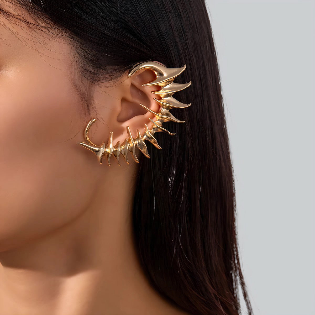 Unique Punk Spine Ear Hangers - Exaggerated Retro No-Piercing Earrings for Women
